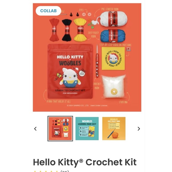 The Woobles Wobbles Crochet Kit For Beginners Hello Kitty Brand New - Picture 4 of 10